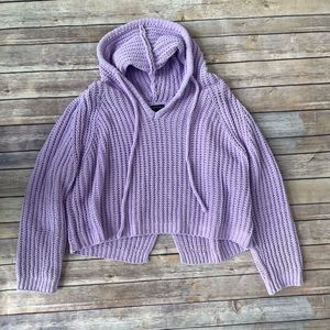 Purple Knit Crop Sweater.